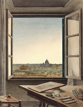 'View of Rome from the Artist's Room at the Villa Medici,' 1863, by Constant Moyaux, part of the open windows exhibit at the Met.